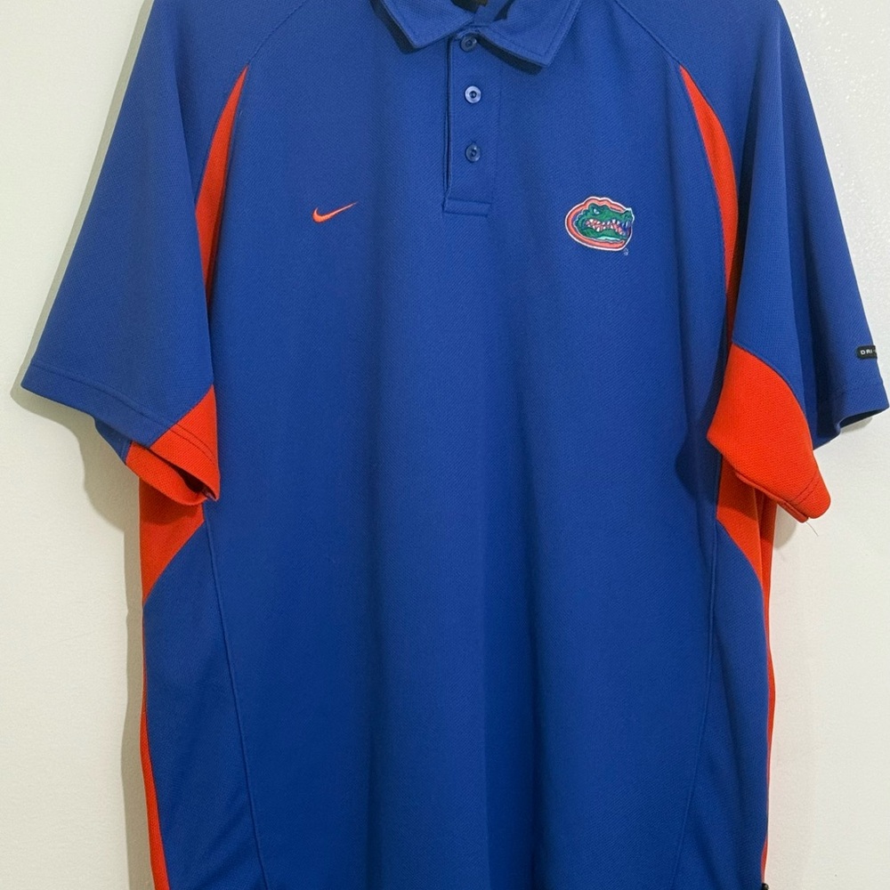 Nike Team Dri-FIT Florida Gators Polo Shirt Blue Orange XL Vintage 2004